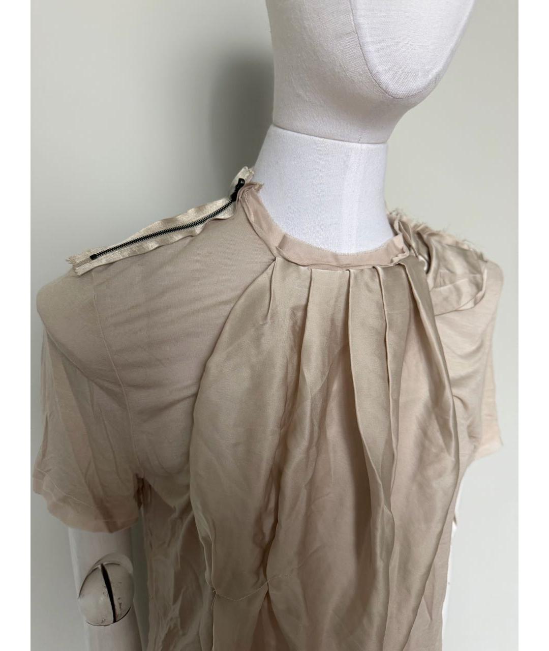 LANVIN Бежевая шелковая футболка, фото 5