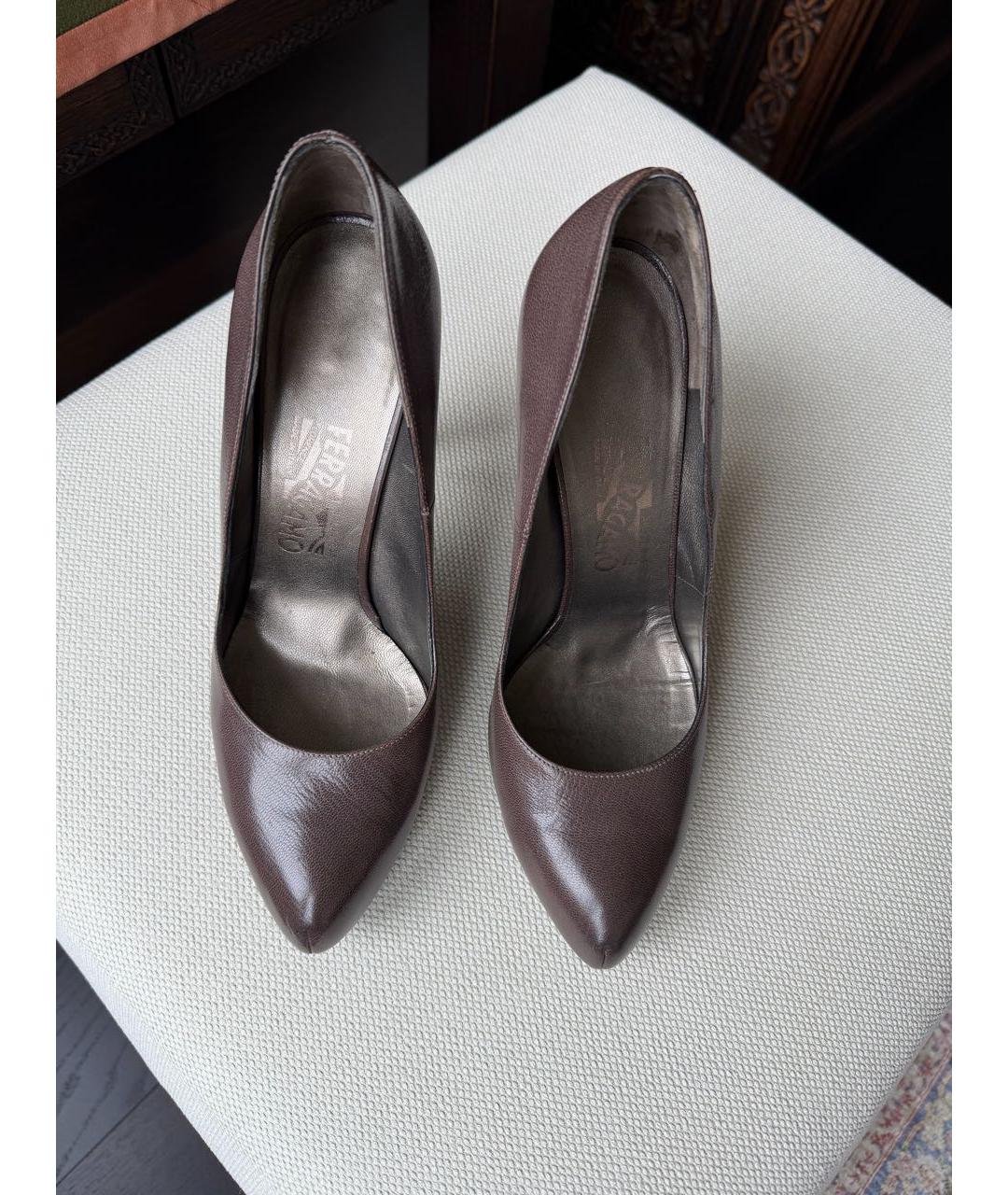 FERRAGAMO Коричневые кожаные туфли, фото 3