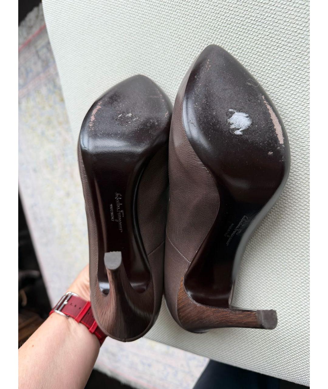 FERRAGAMO Коричневые кожаные туфли, фото 6