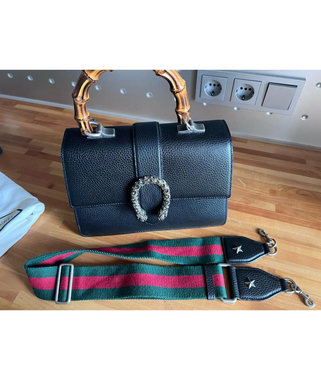 GUCCI Черная кожаная сумка через плечо, фото 5