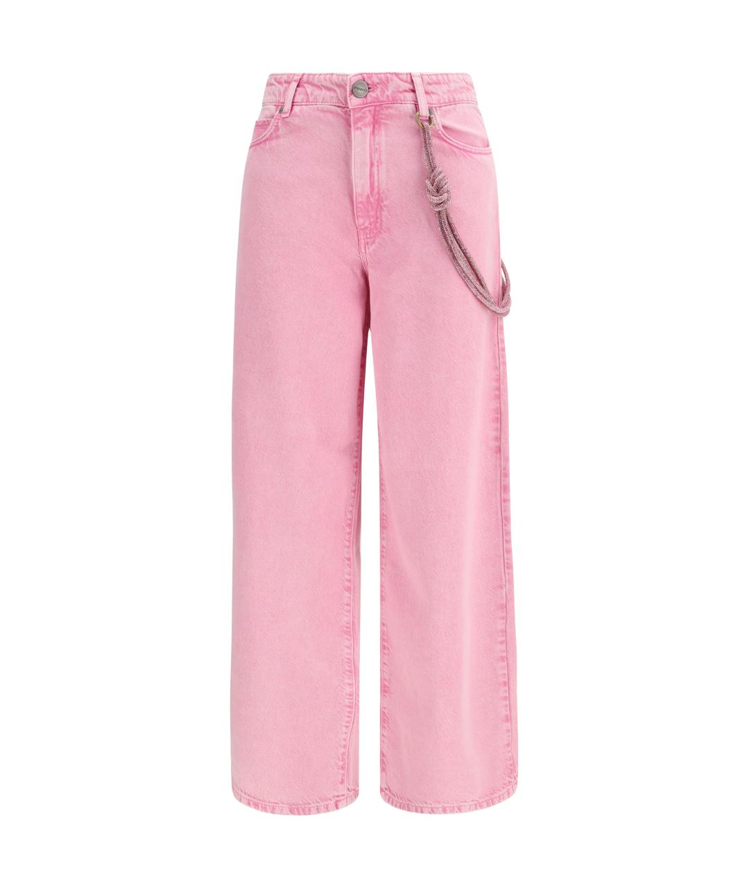PINKO Розовые хлопковые прямые джинсы, фото 1
