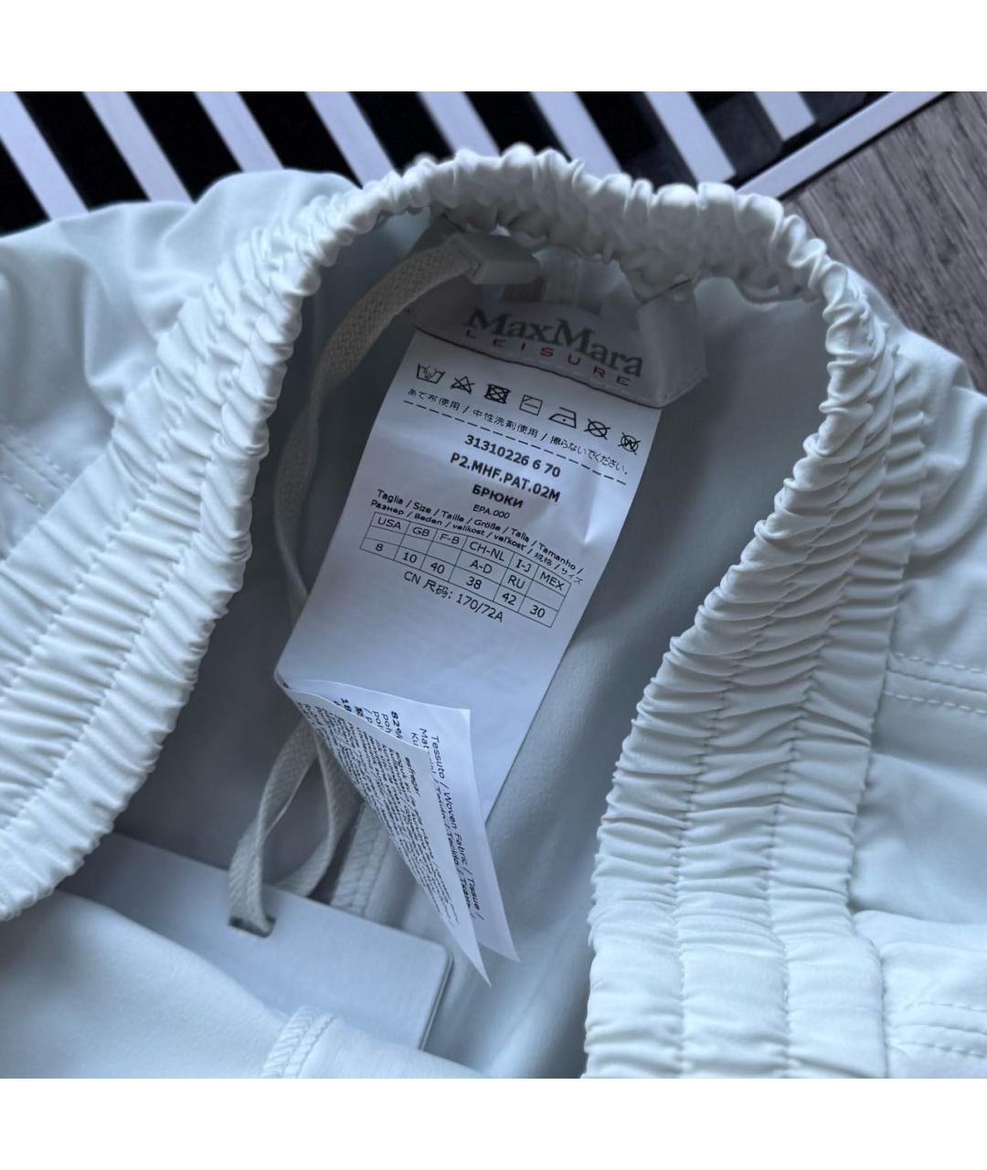 MAX MARA Белые полиэстеровые спортивные брюки и шорты, фото 5