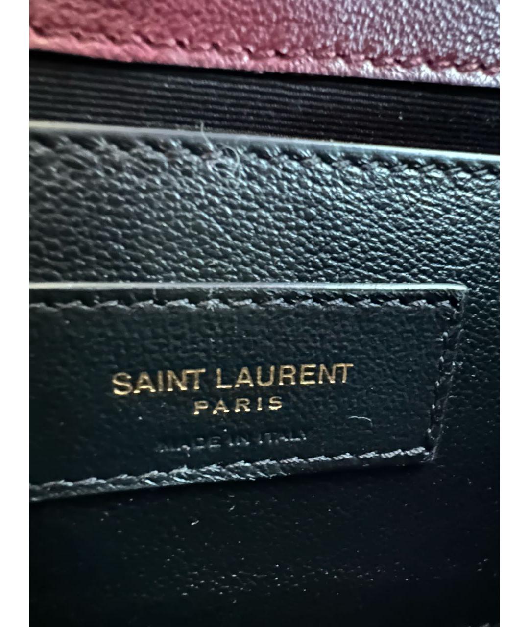SAINT LAURENT Бордовая кожаная сумка через плечо, фото 6