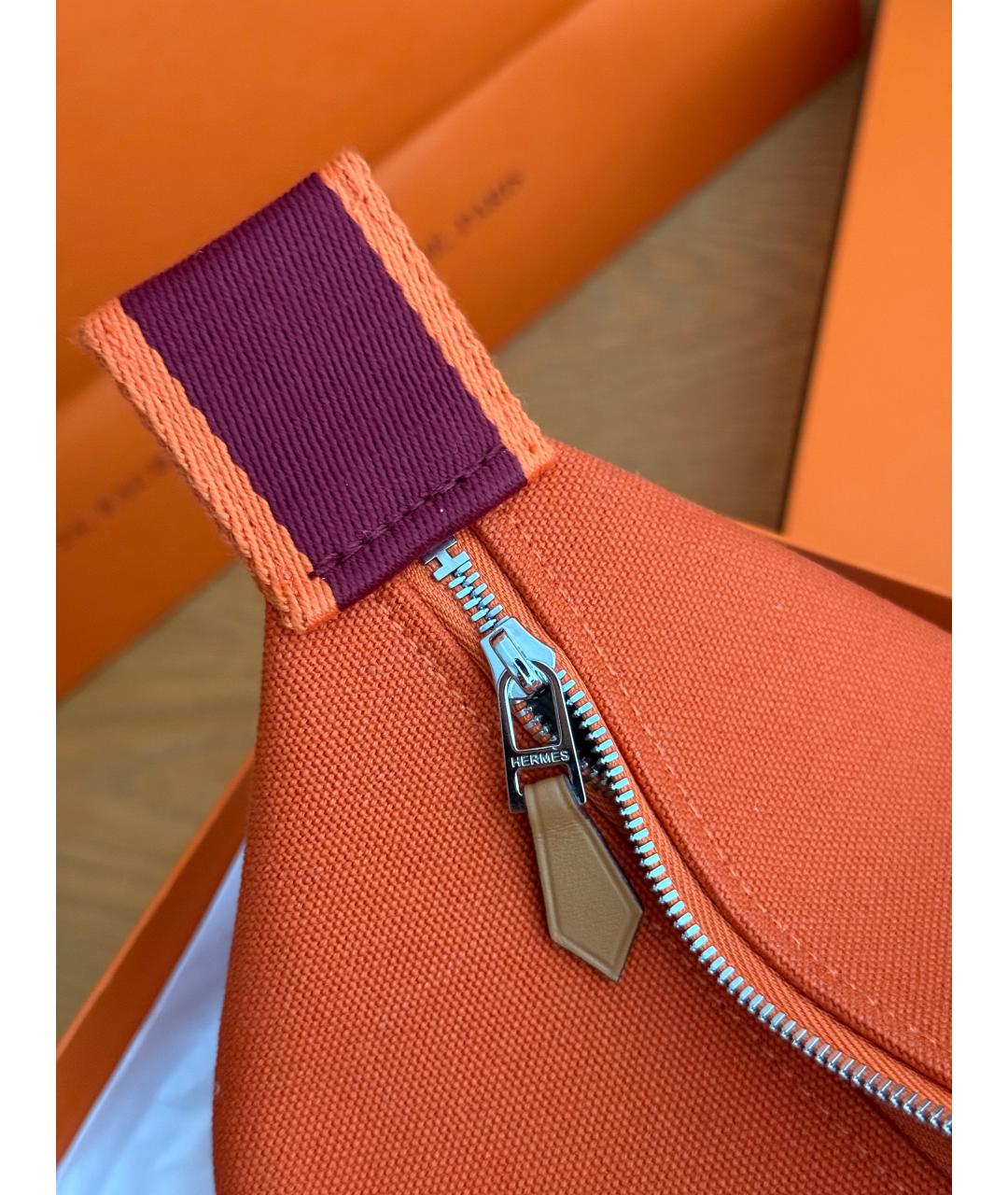 HERMES Оранжевая хлопковая косметичка, фото 5