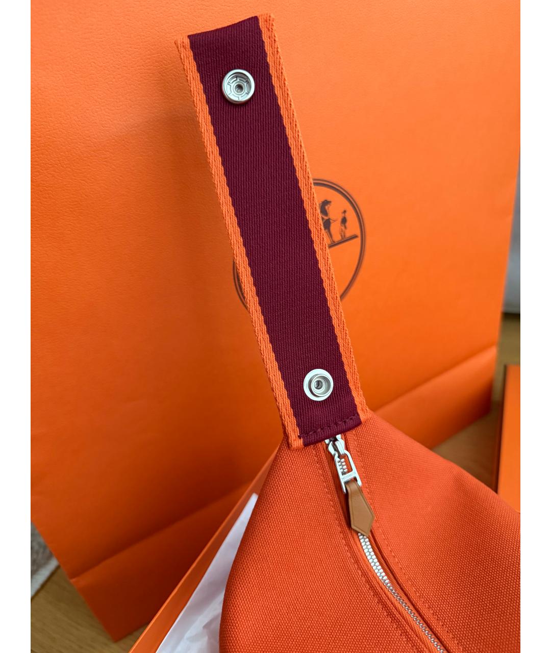 HERMES Оранжевая хлопковая косметичка, фото 6