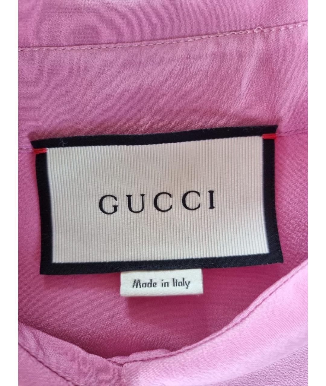 GUCCI Розовая шелковая рубашка, фото 3
