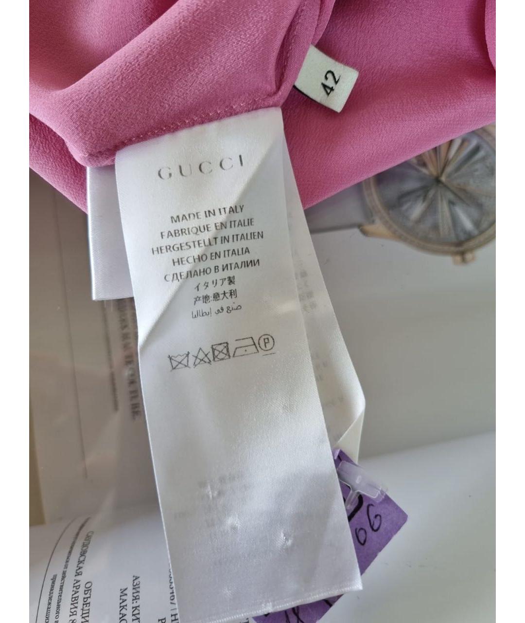 GUCCI Розовая шелковая рубашка, фото 4