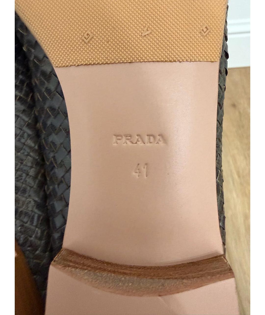 PRADA Коричневые кожаные лоферы, фото 6