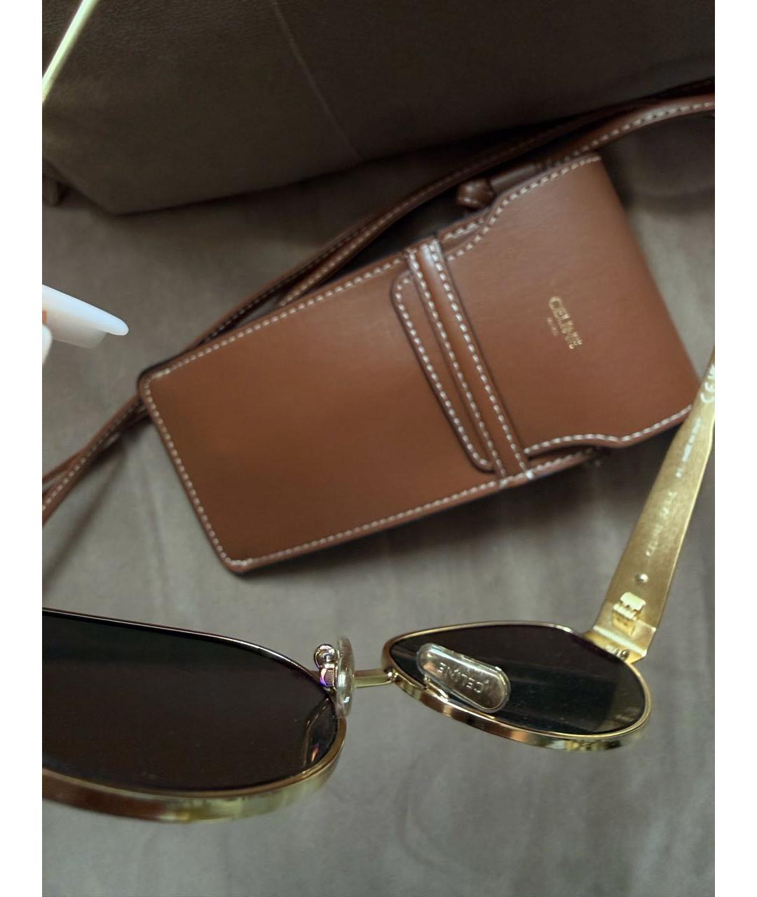 CELINE Золотые металлические солнцезащитные очки, фото 6