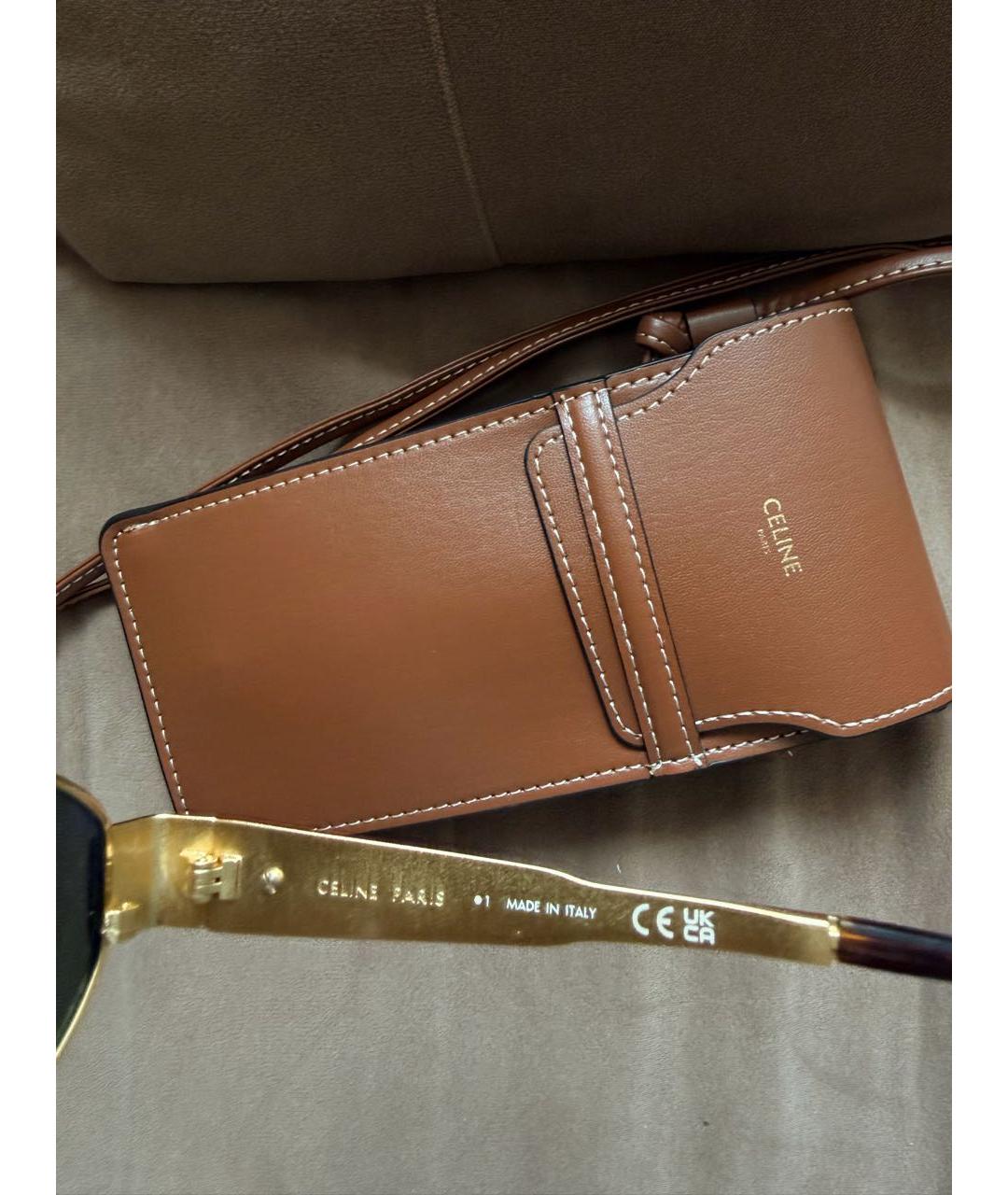 CELINE Золотые металлические солнцезащитные очки, фото 5