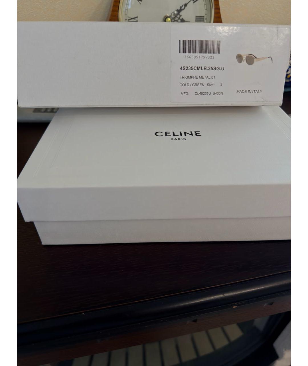 CELINE Золотые металлические солнцезащитные очки, фото 7