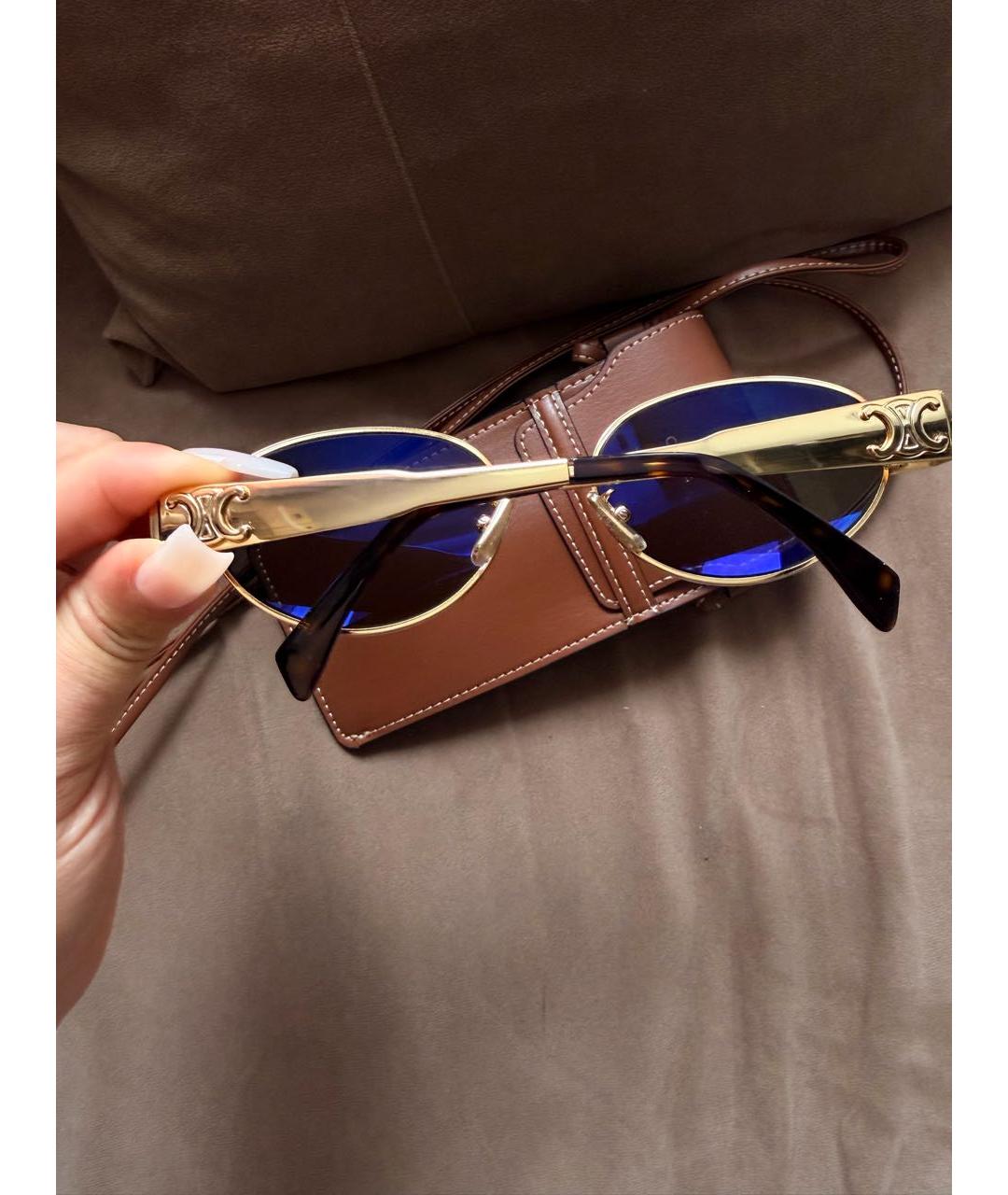CELINE Золотые металлические солнцезащитные очки, фото 3