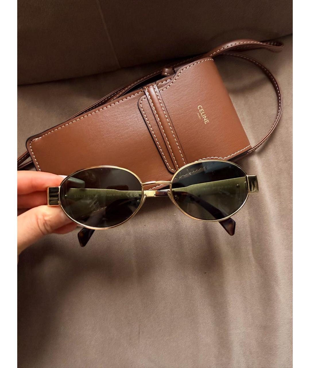 CELINE Золотые металлические солнцезащитные очки, фото 8