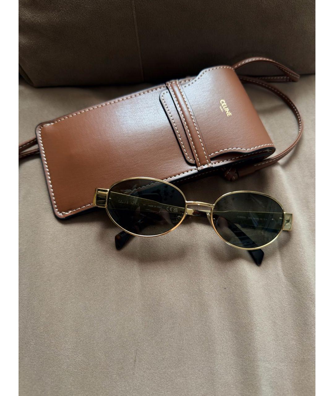 CELINE Золотые металлические солнцезащитные очки, фото 2