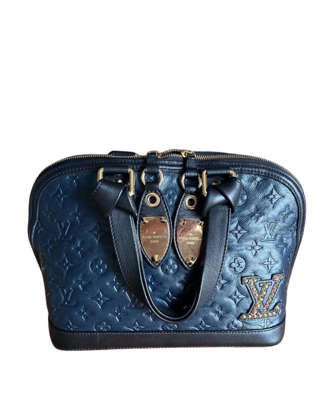 LOUIS VUITTON Темно-синяя кожаная сумка с короткими ручками, фото 1