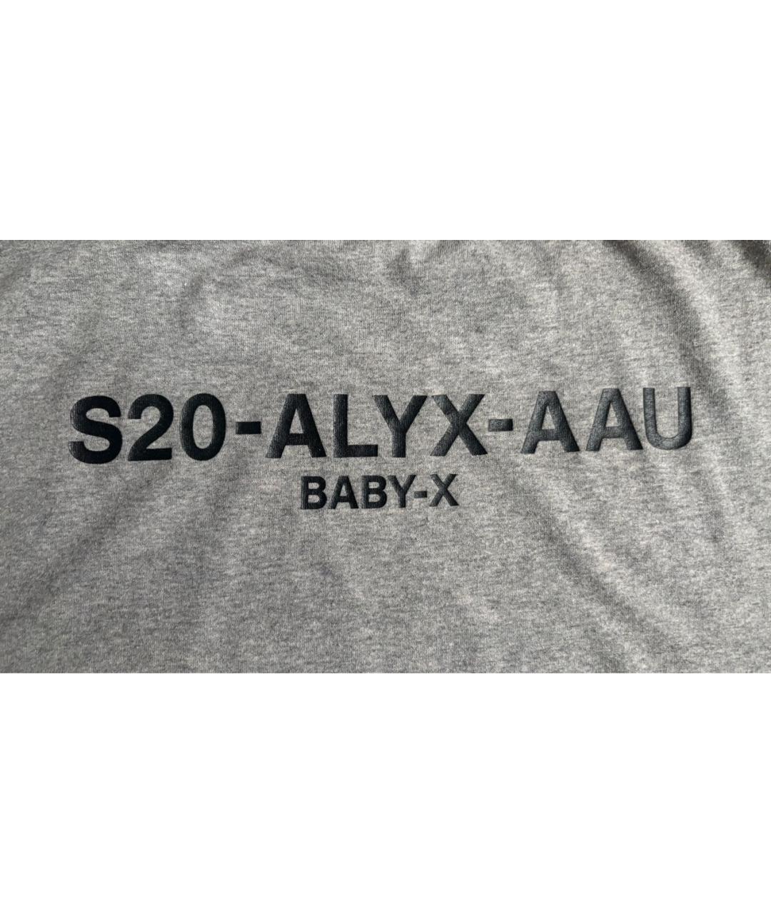 1017 ALYX 9SM Серая хлопко-полиэстеровая футболка, фото 4