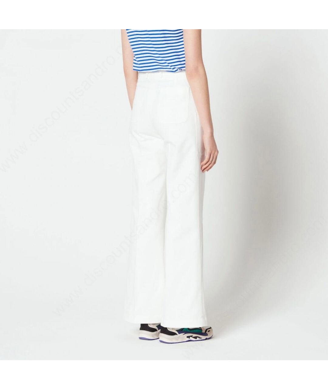 SANDRO Белые хлопковые брюки широкие, фото 5