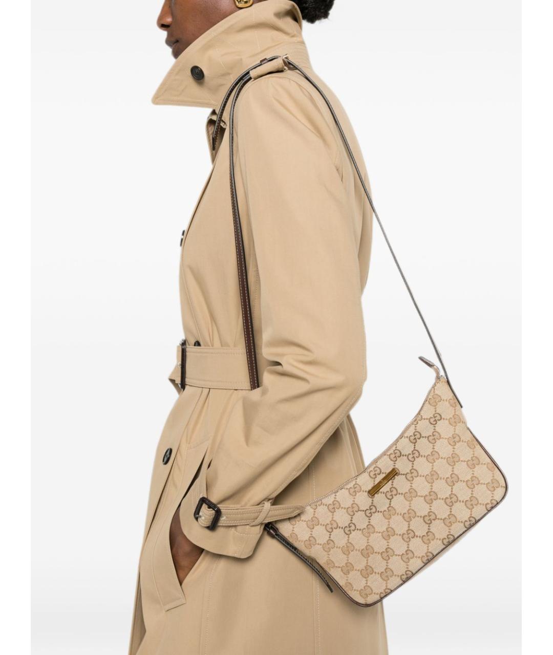 GUCCI Бежевая тканевая сумка через плечо, фото 2