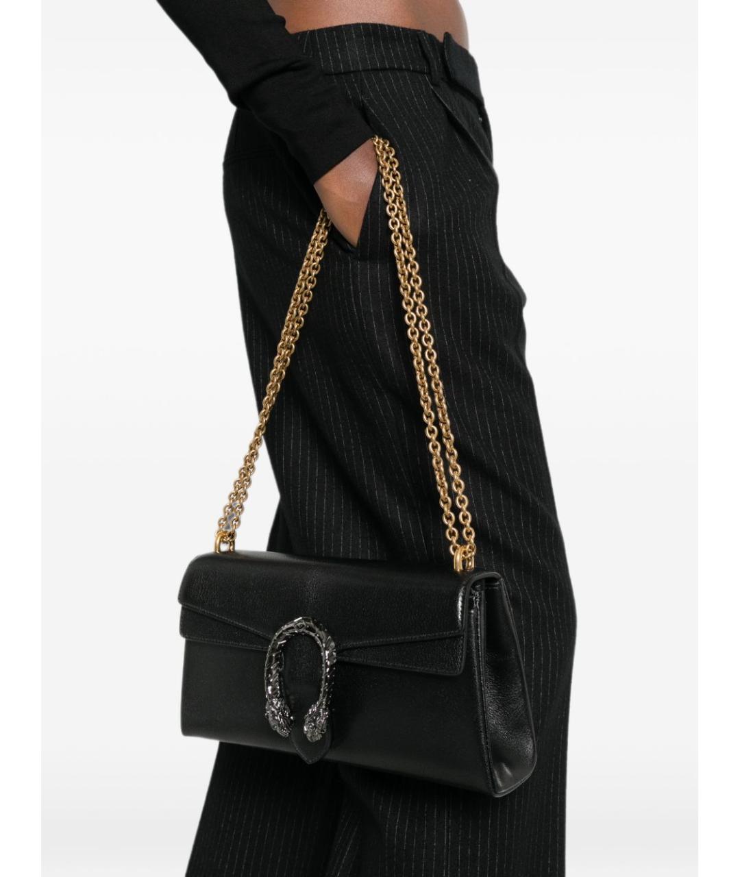 GUCCI Черная кожаная сумка через плечо, фото 4
