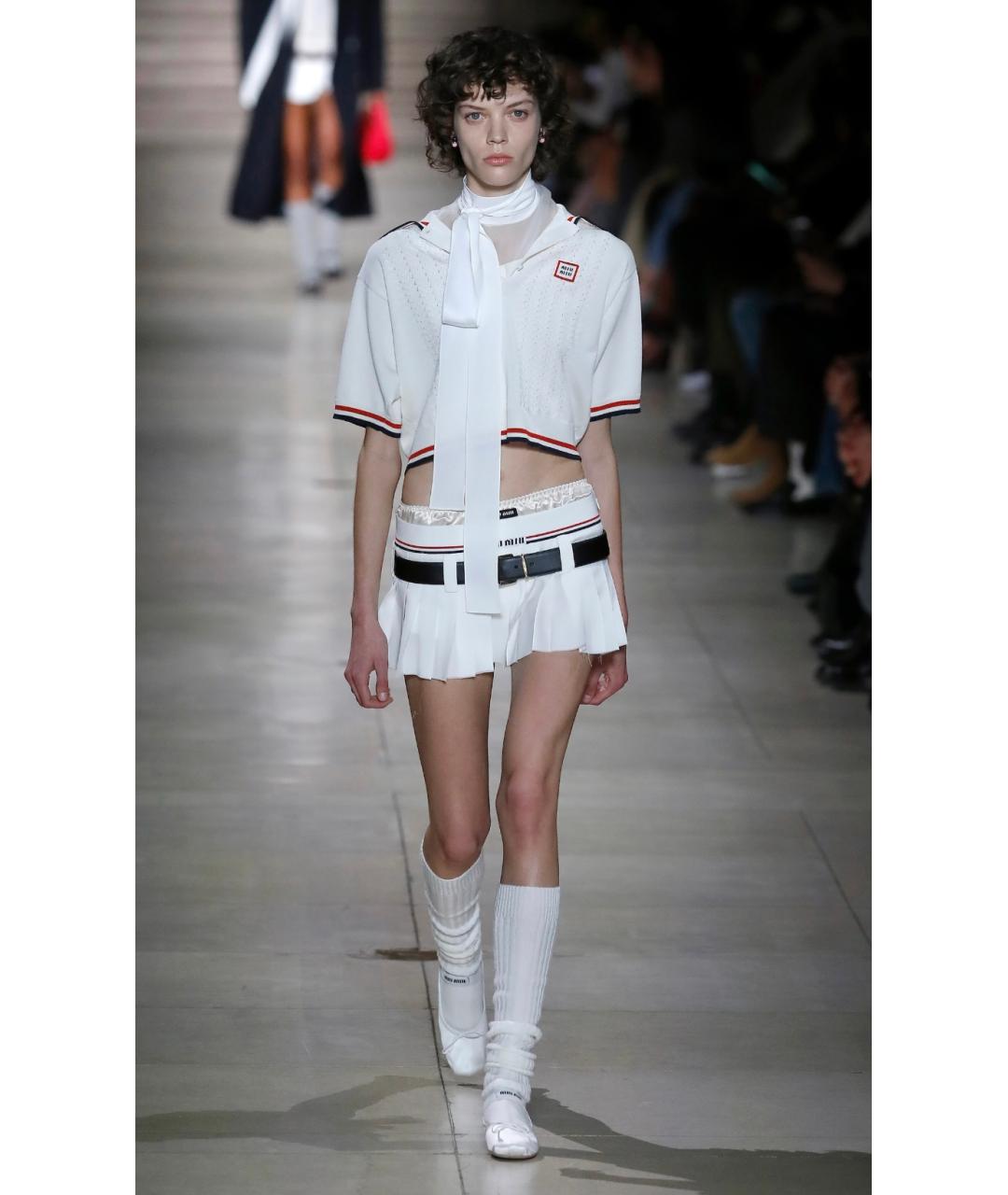 MIU MIU Белая вискозная юбка мини, фото 2