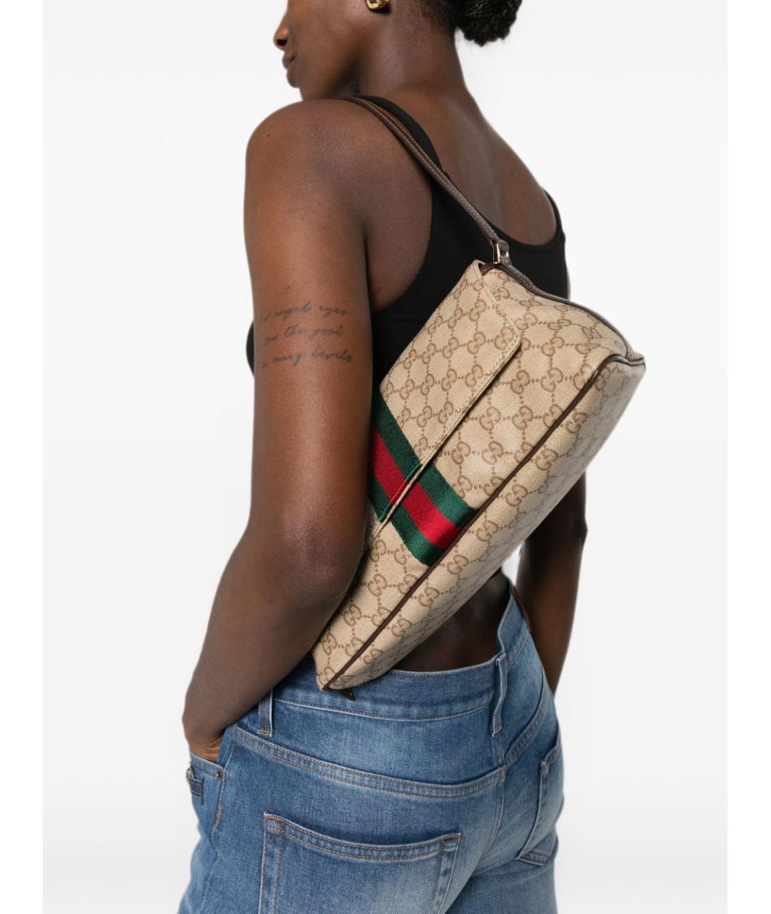 GUCCI Бежевая тканевая сумка через плечо, фото 3
