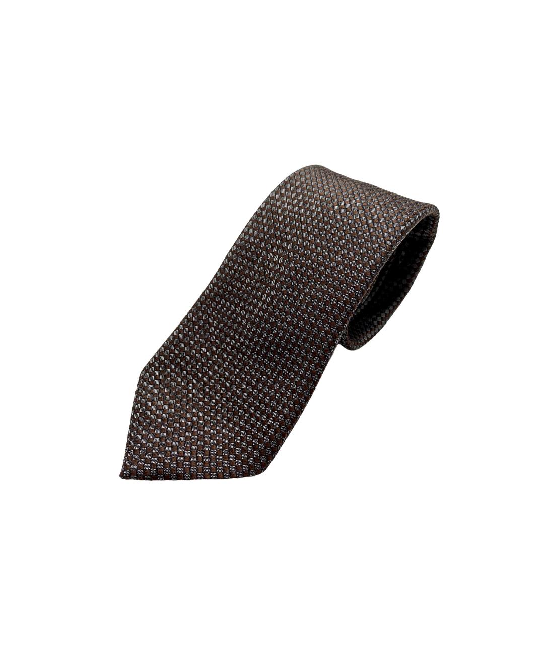 ERMENEGILDO ZEGNA XXX Коричневый шелковый галстук, фото 2