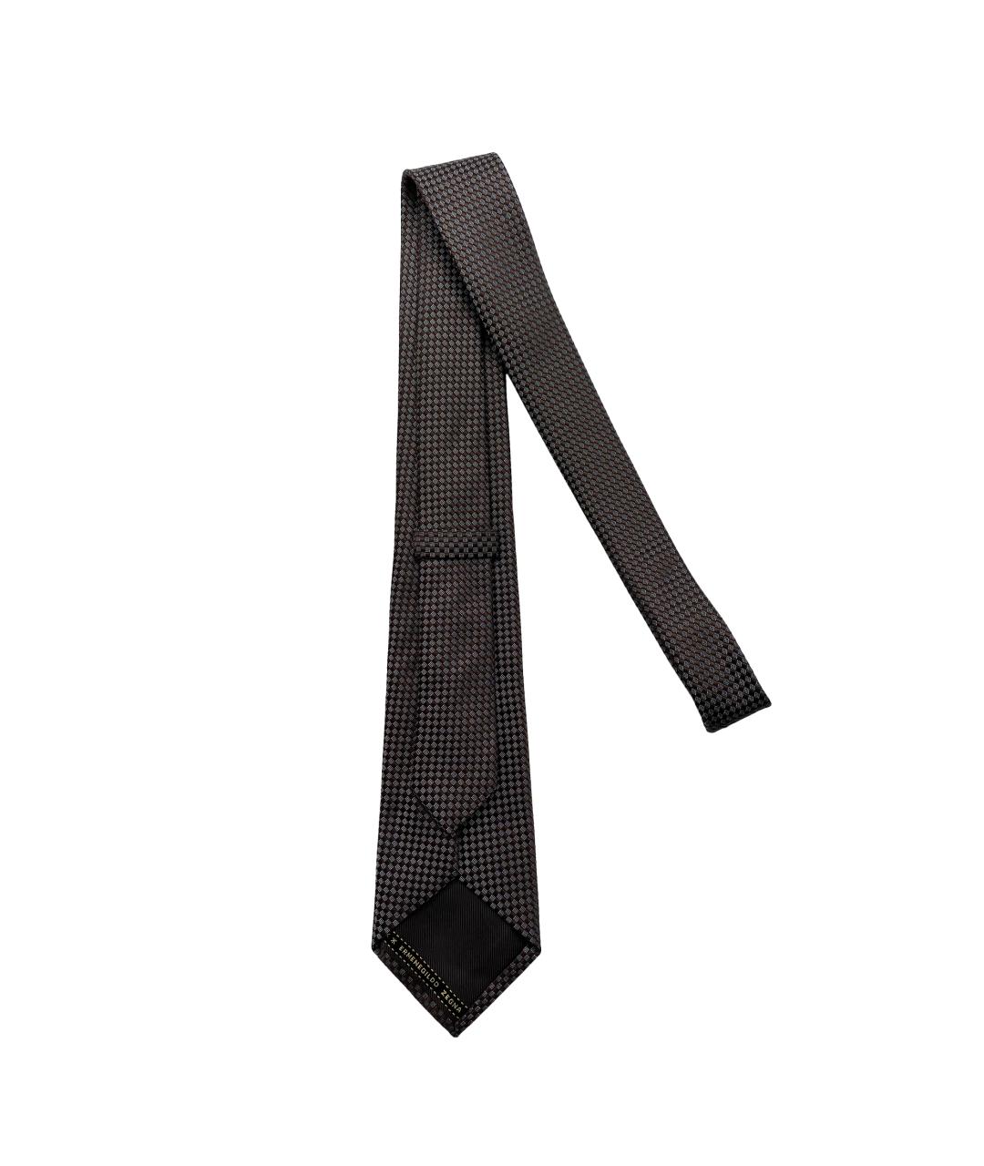 ERMENEGILDO ZEGNA XXX Коричневый шелковый галстук, фото 4
