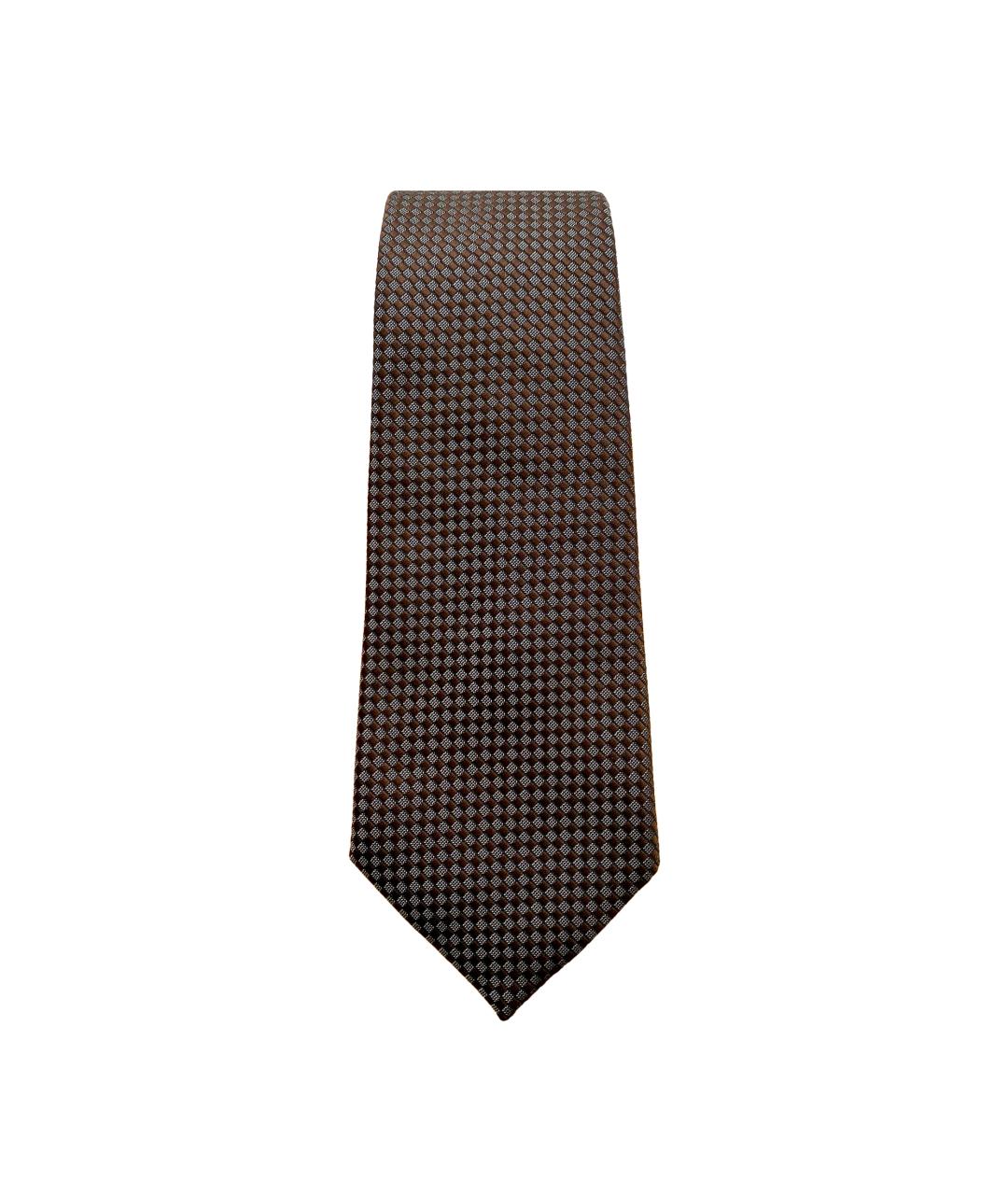 ERMENEGILDO ZEGNA XXX Коричневый шелковый галстук, фото 1