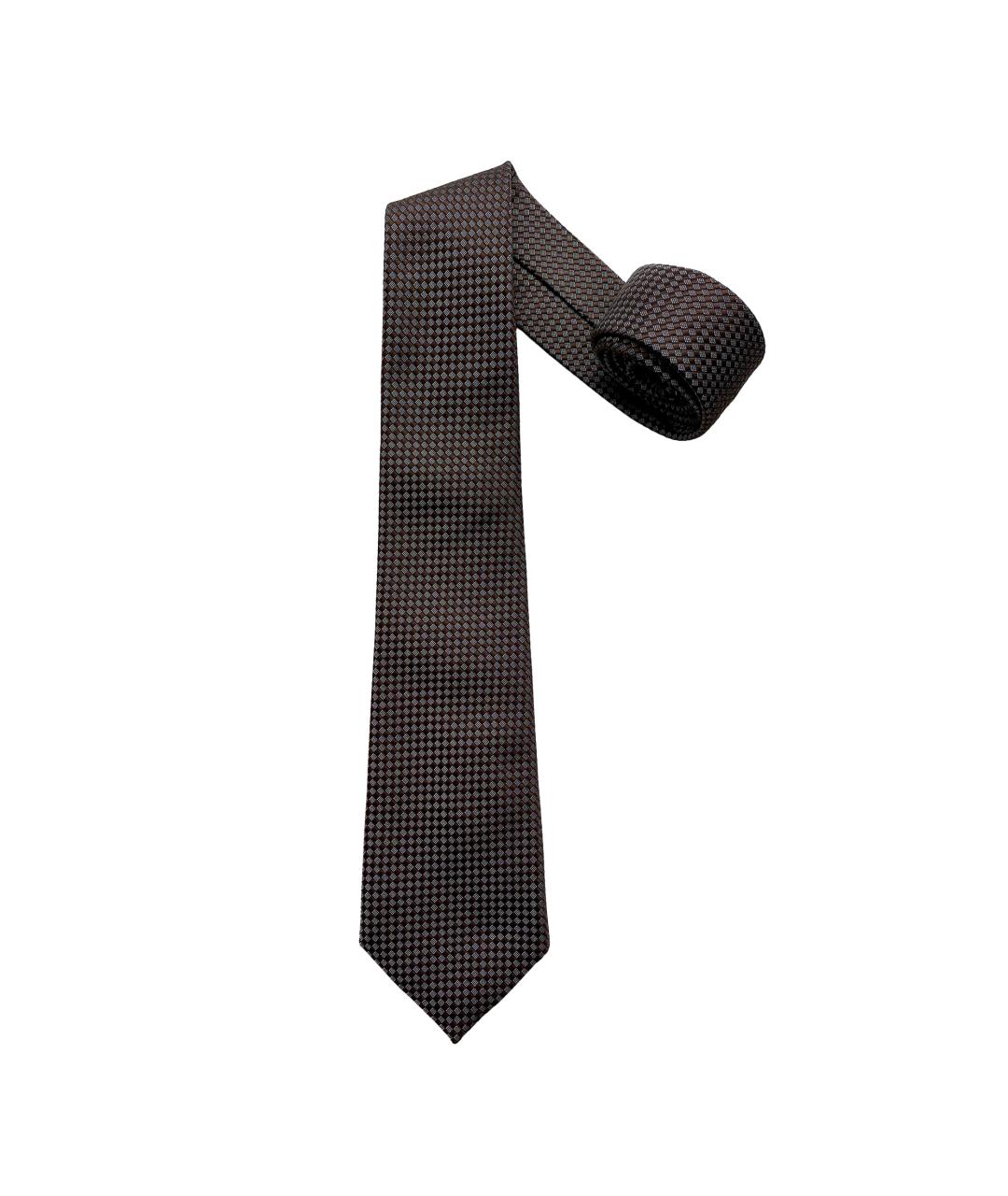 ERMENEGILDO ZEGNA XXX Коричневый шелковый галстук, фото 3