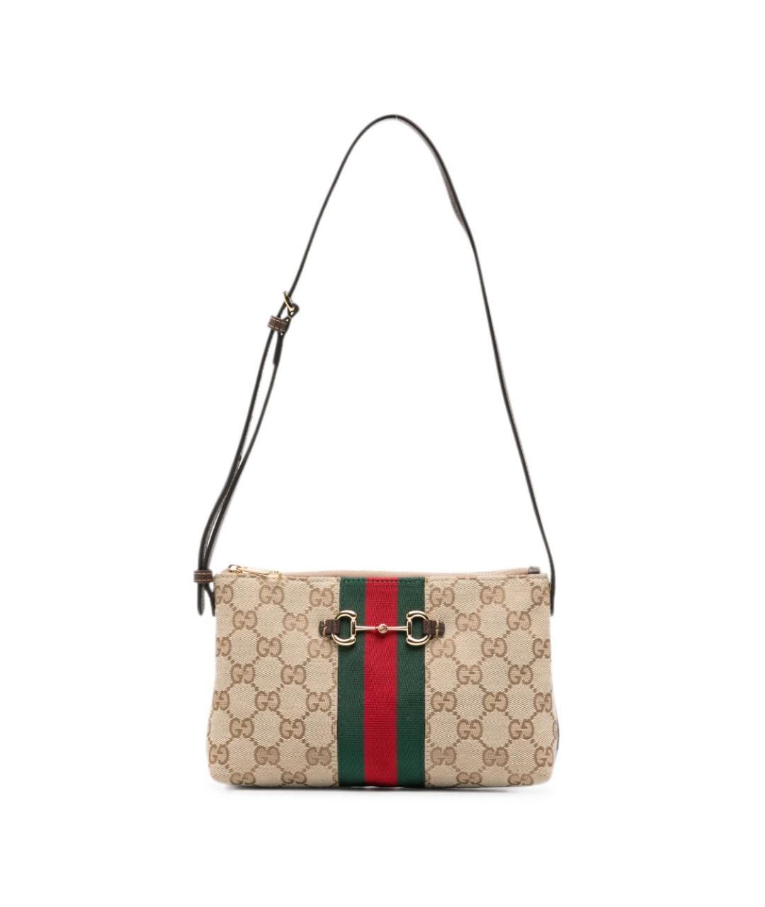 GUCCI Бежевая тканевая сумка через плечо, фото 1