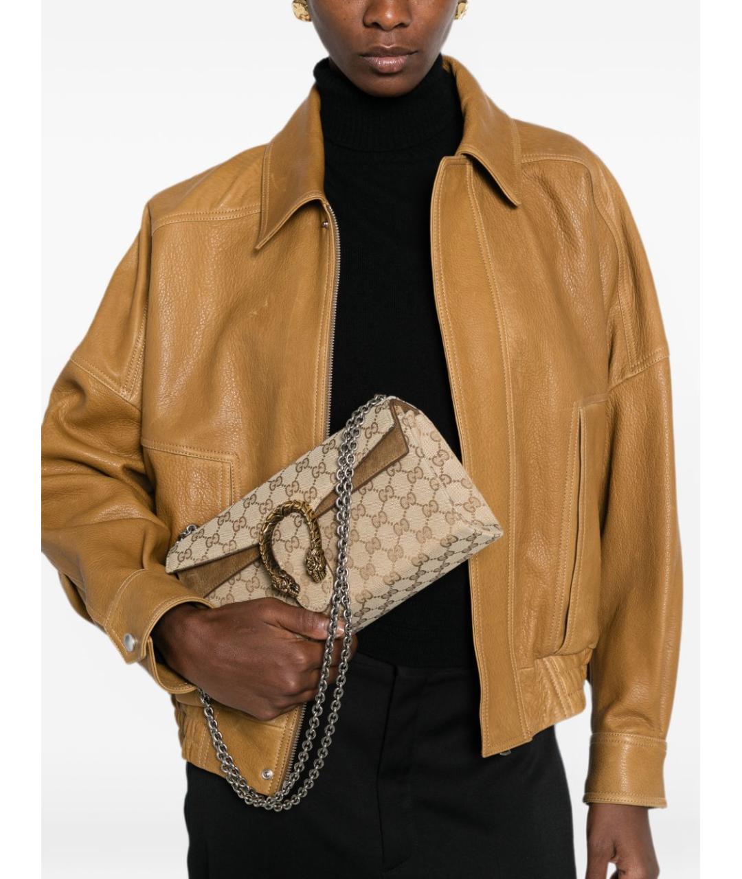 GUCCI Бежевая тканевая сумка через плечо, фото 5