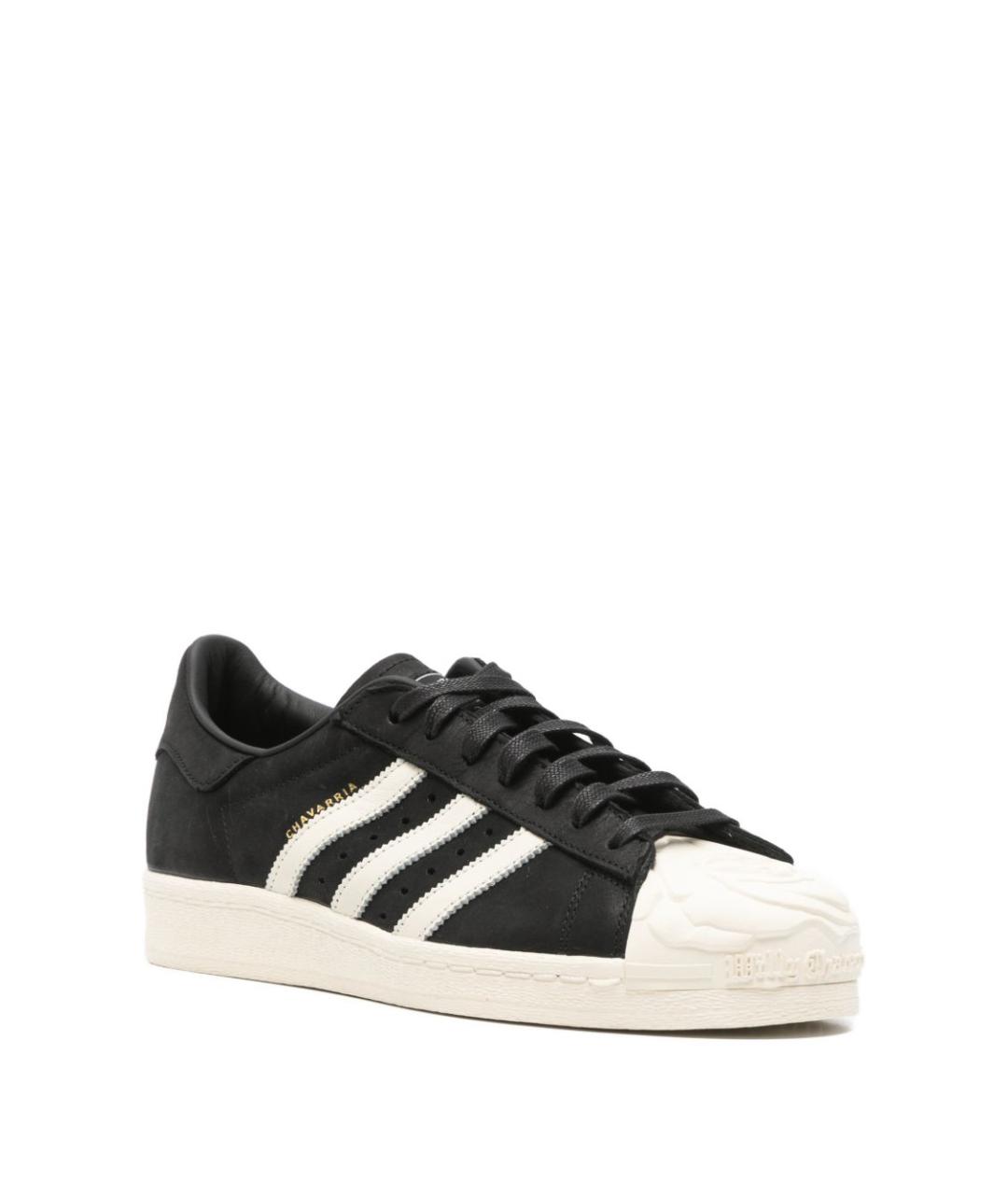 ADIDAS Черные кожаные низкие кроссовки / кеды, фото 2