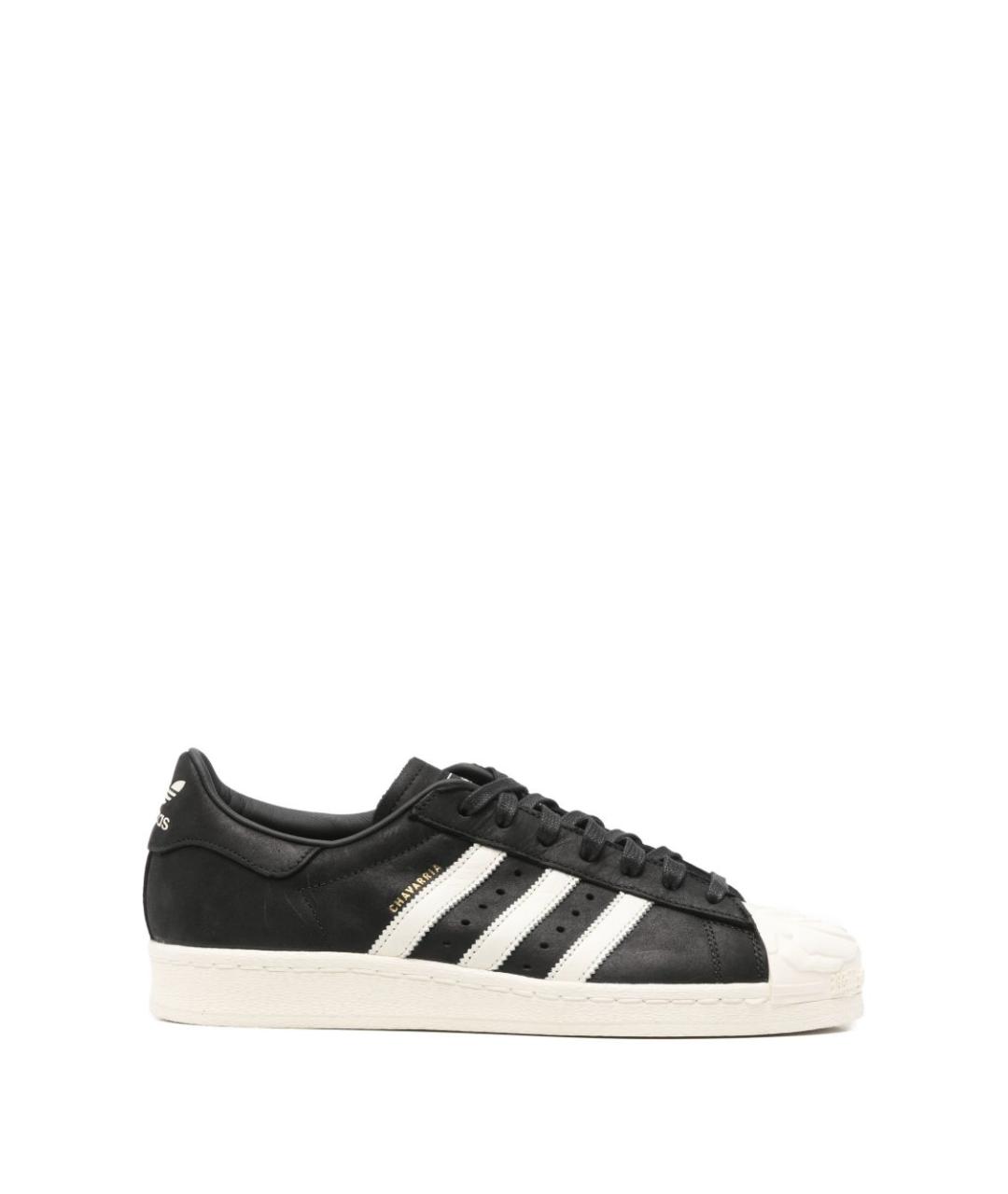 ADIDAS Черные кожаные низкие кроссовки / кеды, фото 1
