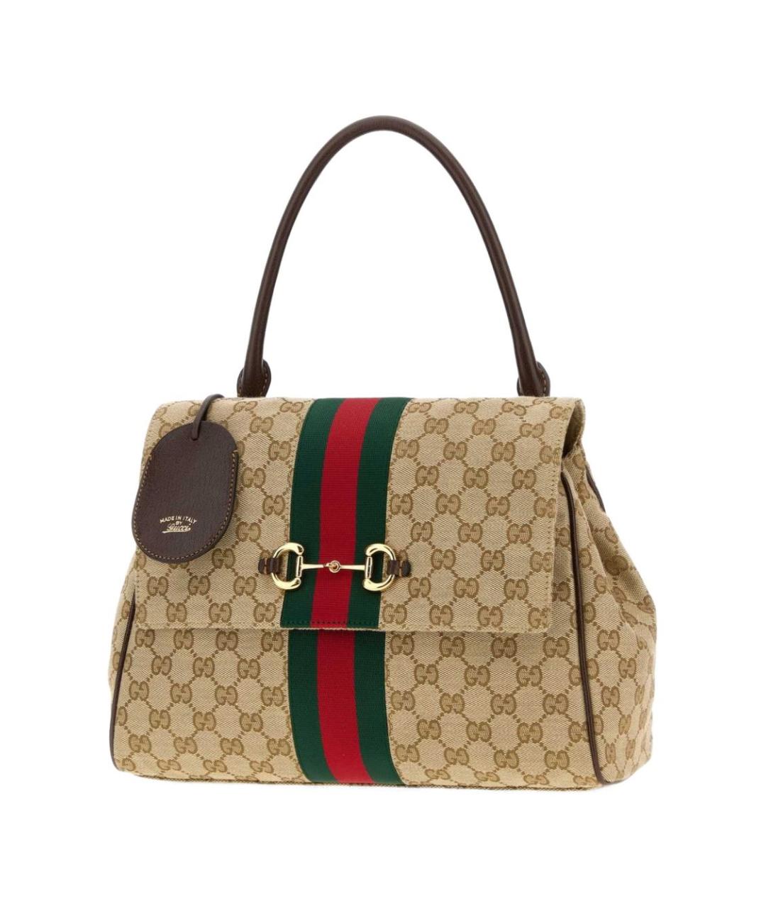 GUCCI Бежевая тканевая сумка с короткими ручками, фото 2