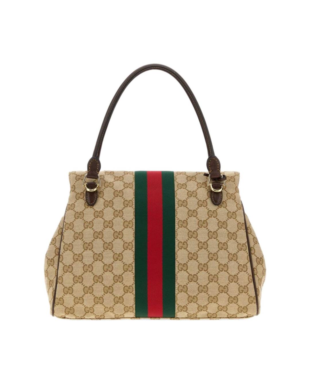GUCCI Бежевая тканевая сумка с короткими ручками, фото 3