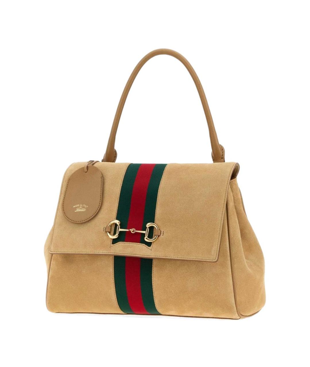 GUCCI Бежевая замшевая сумка с короткими ручками, фото 2