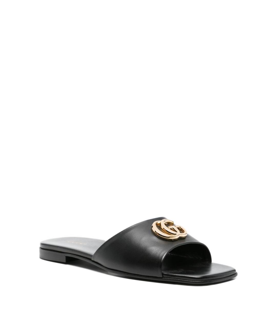 GUCCI Черные кожаные шлепанцы, фото 4