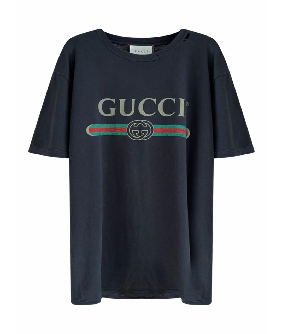 GUCCI Черная хлопковая футболка, фото 1