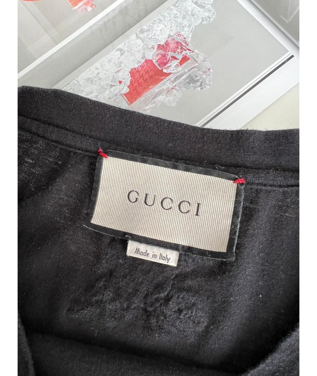 GUCCI Черная хлопковая футболка, фото 3