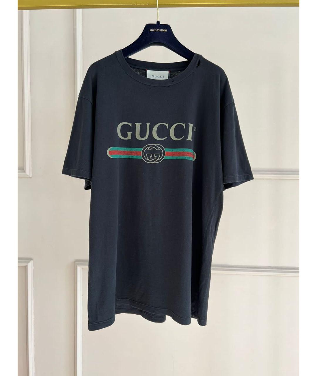 GUCCI Черная хлопковая футболка, фото 9