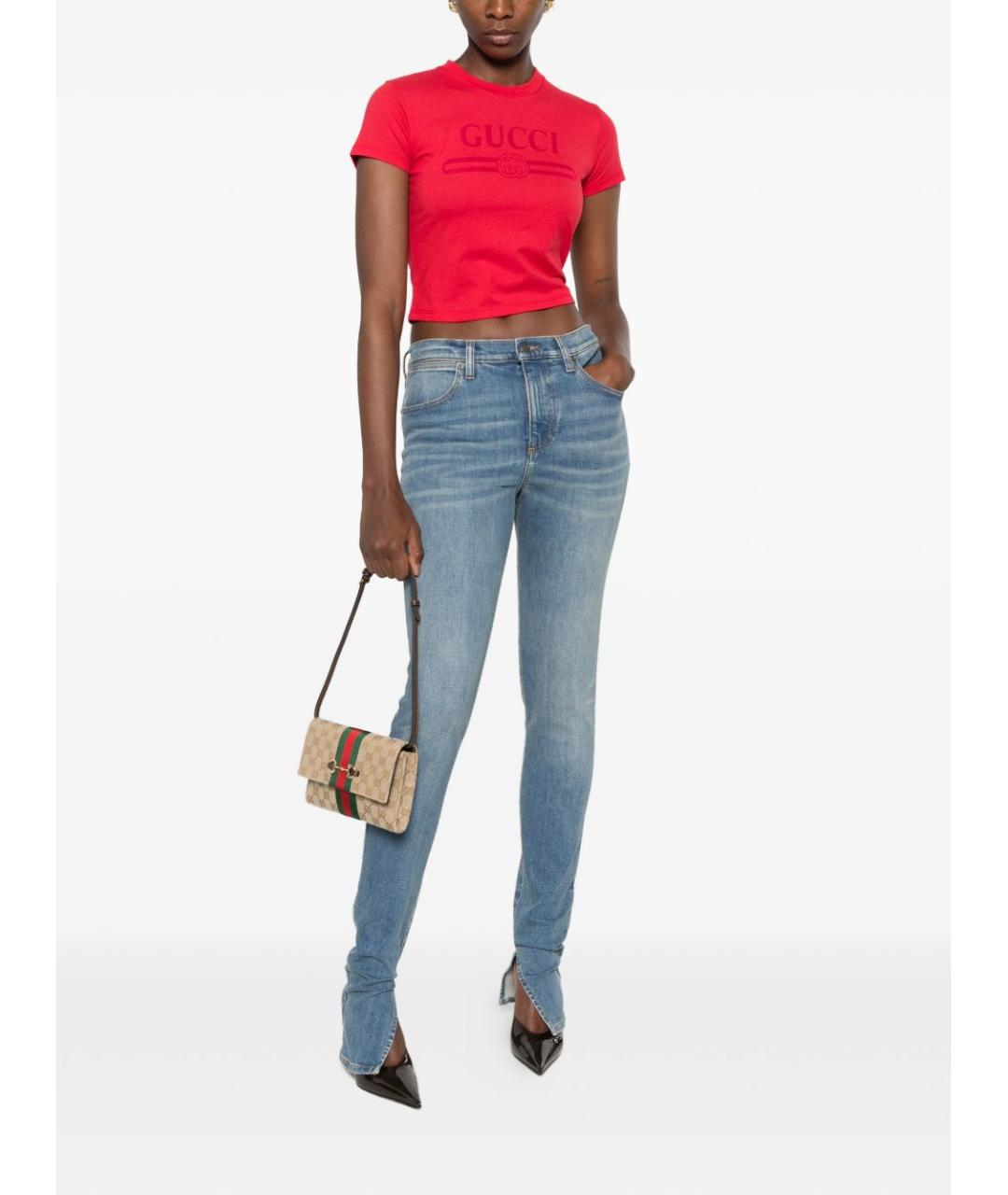 GUCCI Синие хлопковые джинсы слим, фото 2