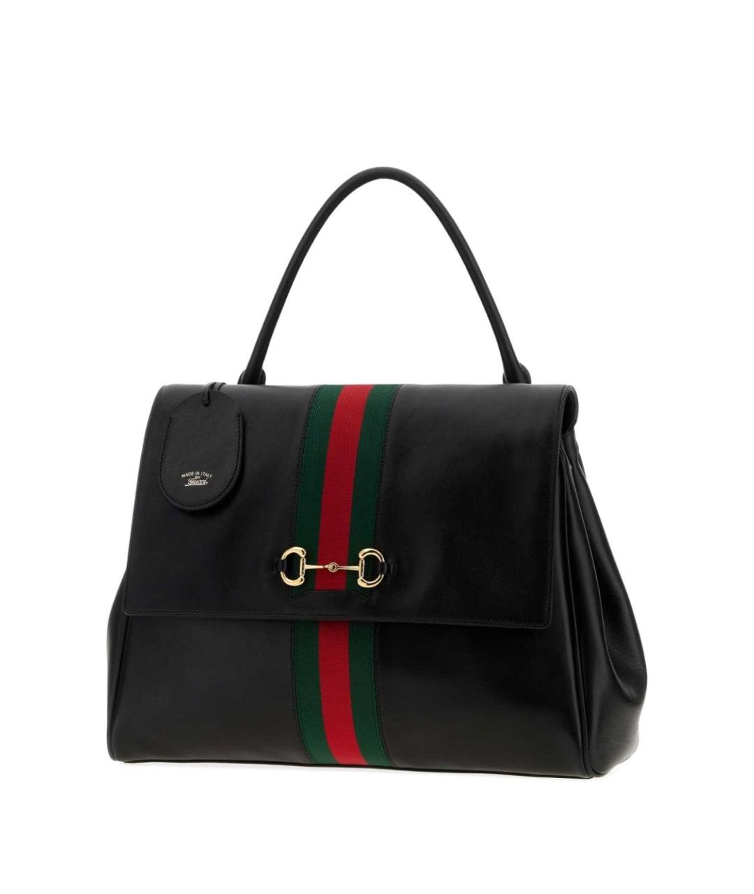 GUCCI Черная кожаная сумка с короткими ручками, фото 3