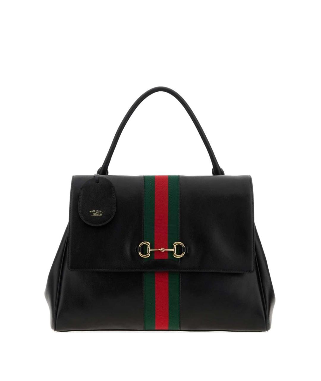 GUCCI Черная кожаная сумка с короткими ручками, фото 1