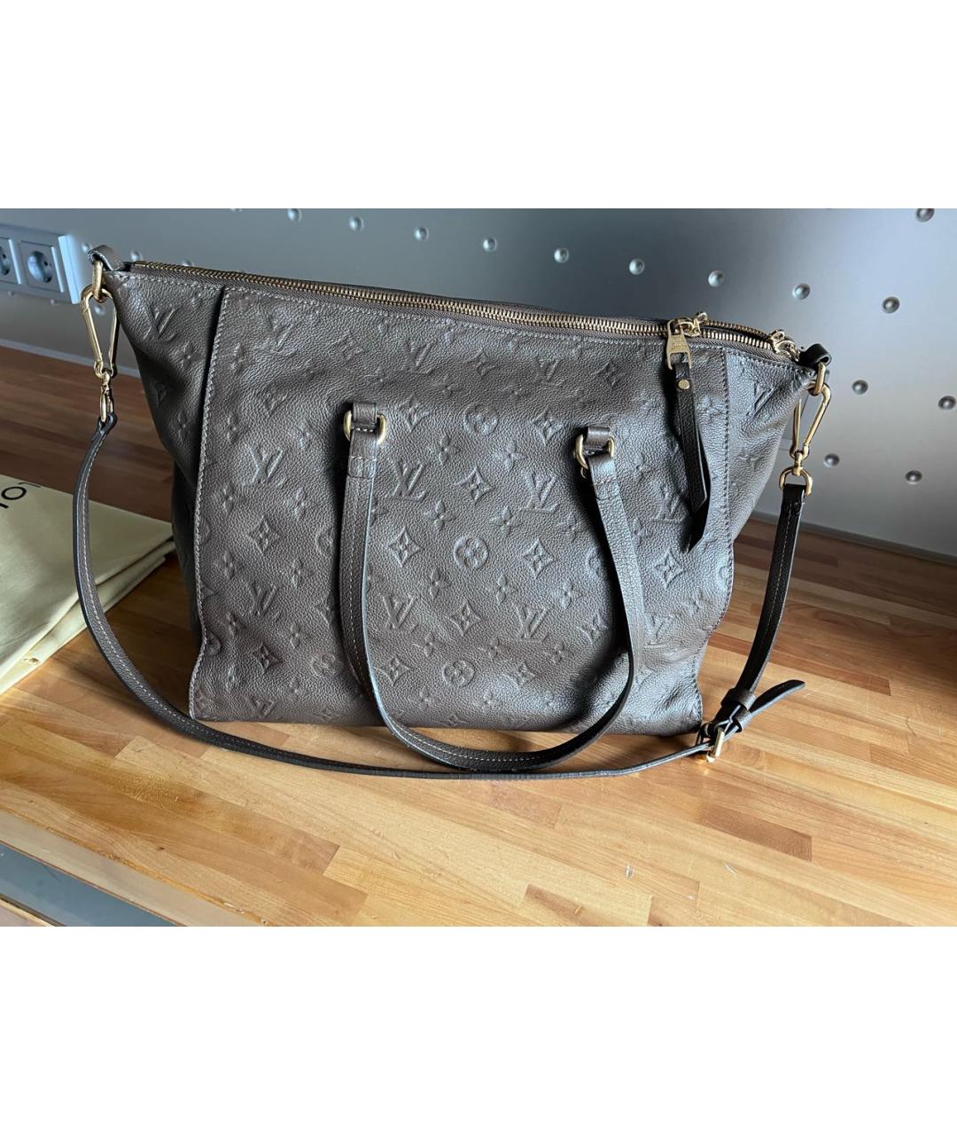 LOUIS VUITTON Серая кожаная сумка тоут, фото 3