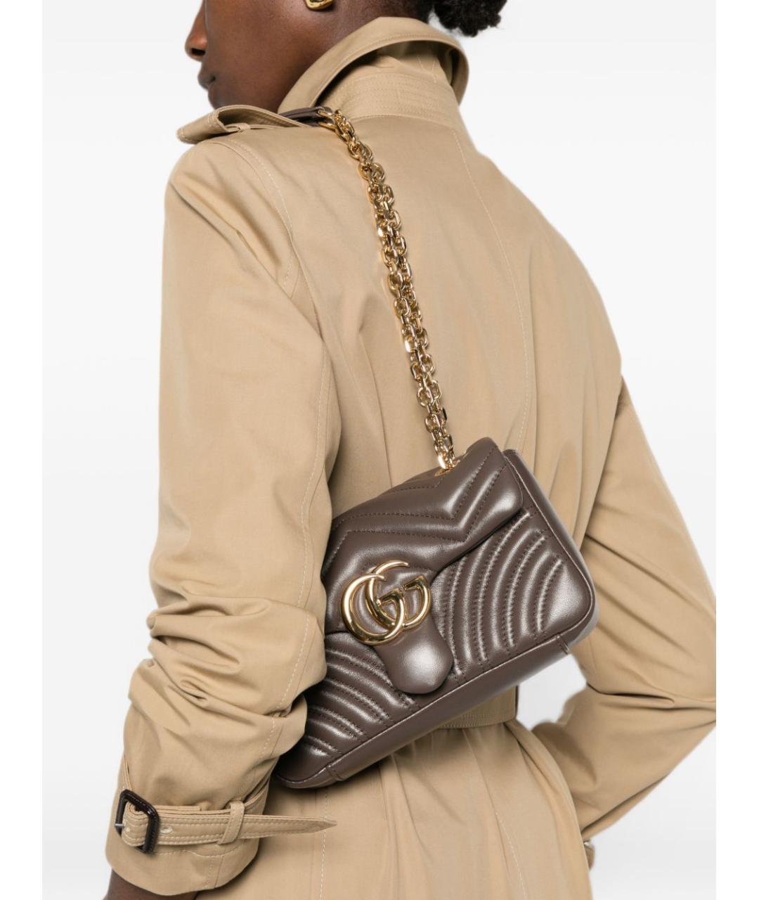 GUCCI Коричневая кожаная сумка через плечо, фото 4