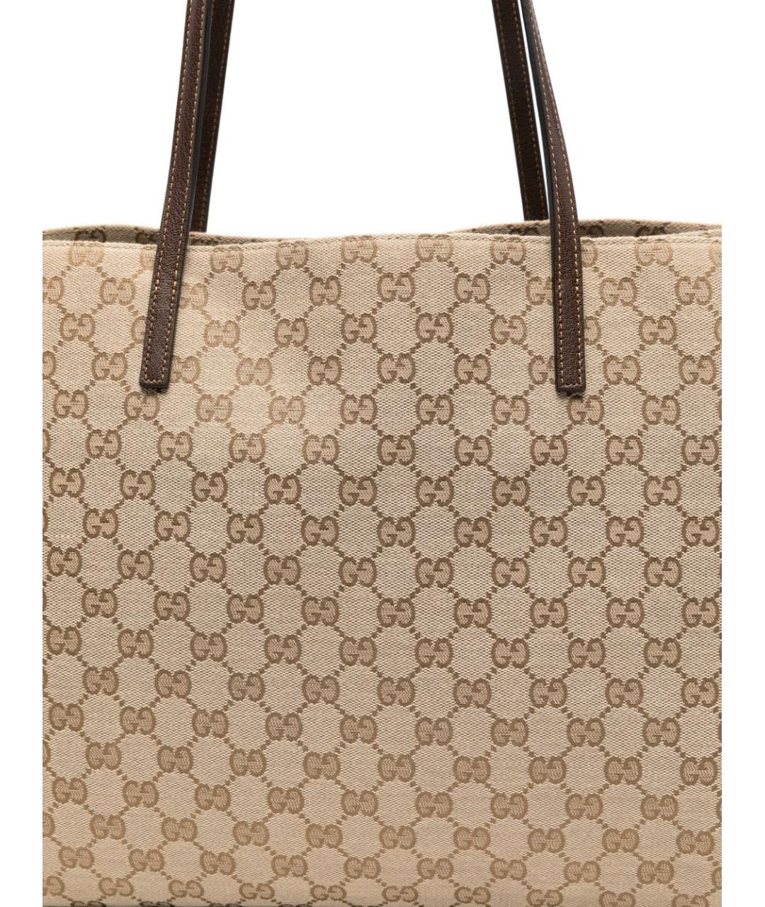GUCCI Бежевая тканевая сумка тоут, фото 5