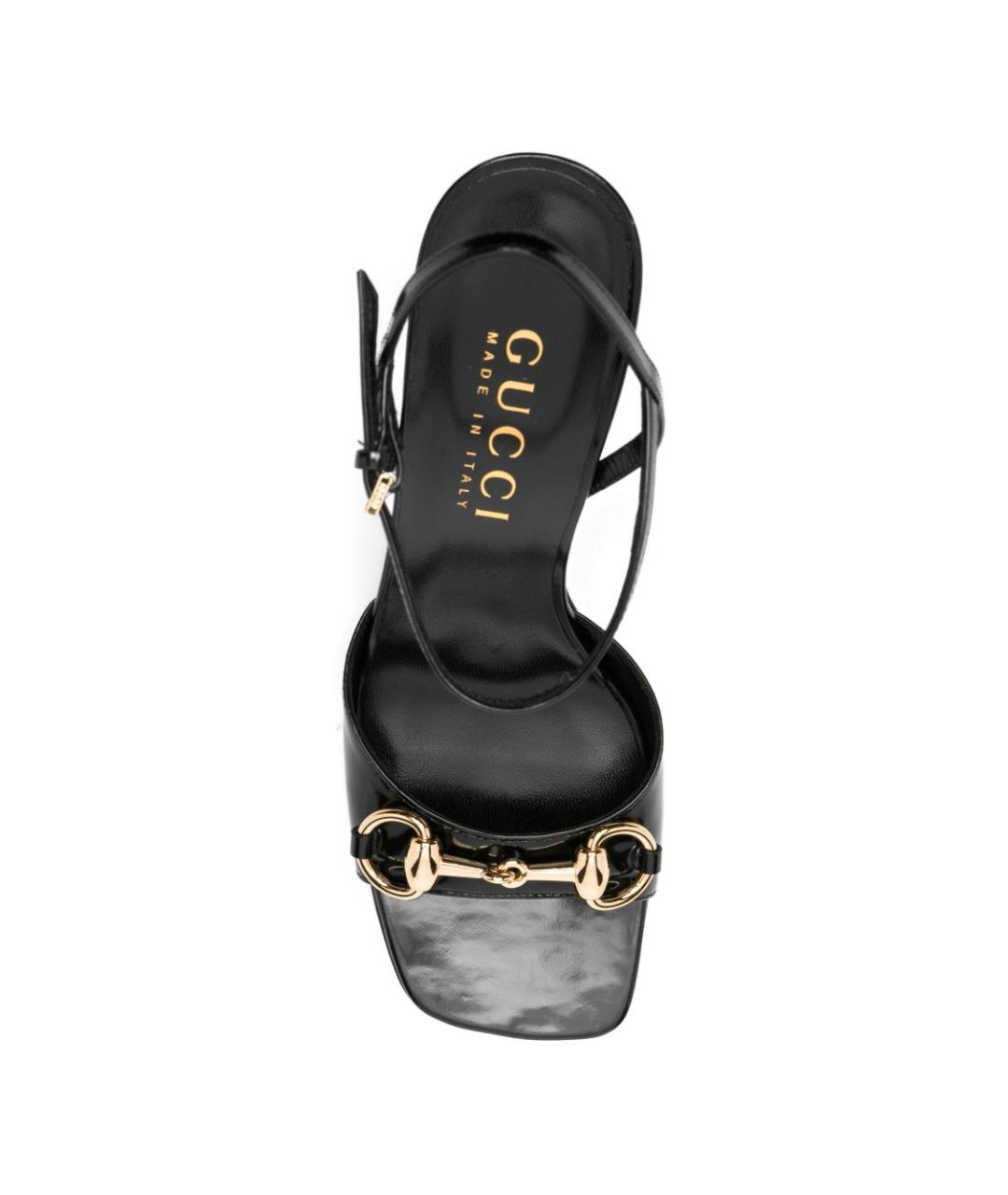 GUCCI Черные кожаные босоножки, фото 4