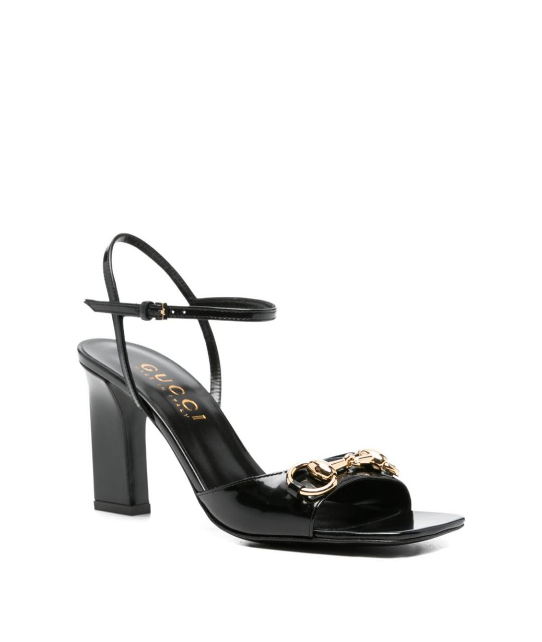 GUCCI Черные кожаные босоножки, фото 2
