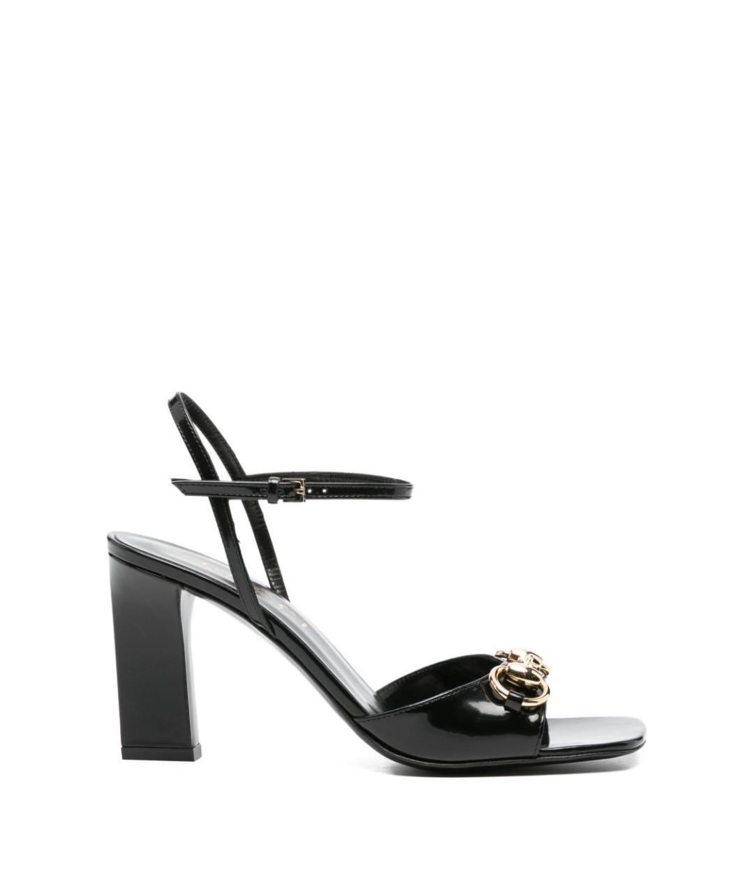 GUCCI Черные кожаные босоножки, фото 1