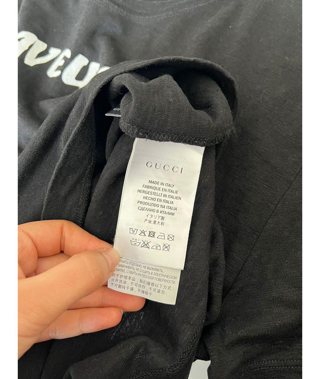 GUCCI Черная хлопковая футболка, фото 3
